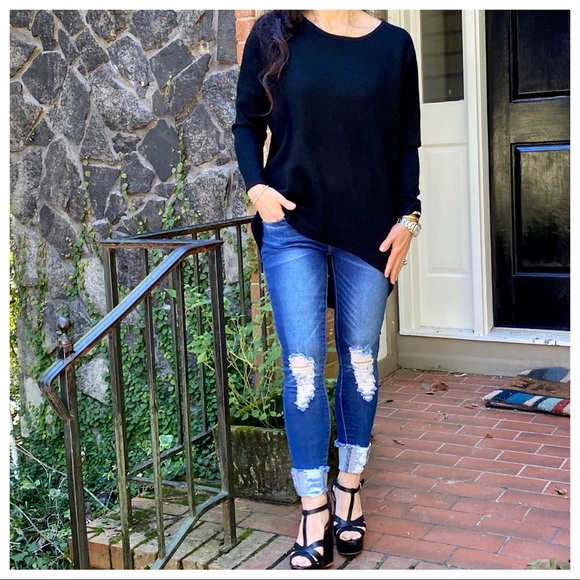 ✨PARIS✨ 
Black High/Low loose fit sweater - Picture 8 of 9